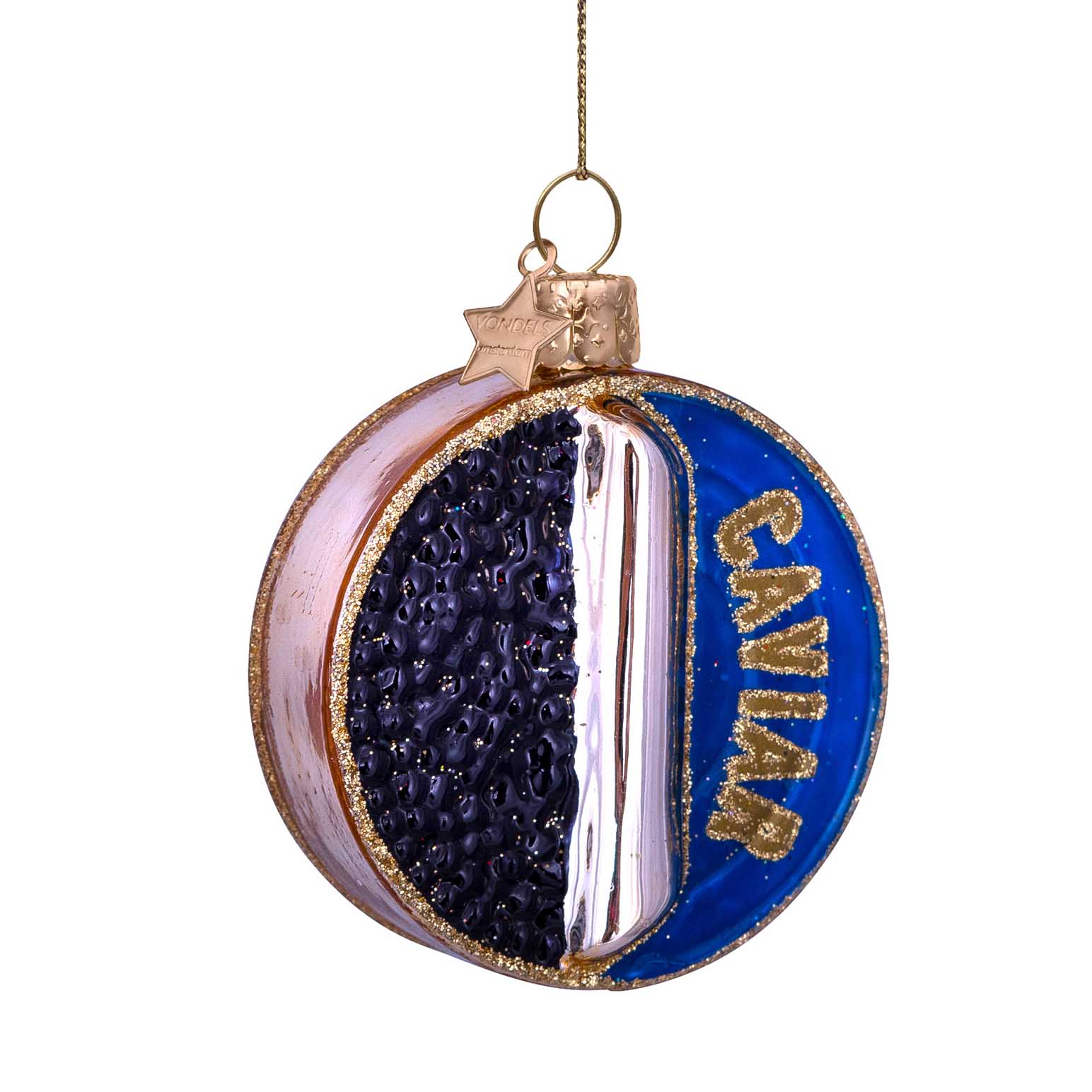 Vondels Ornament Glass Caviar Tin Can 7.5cm